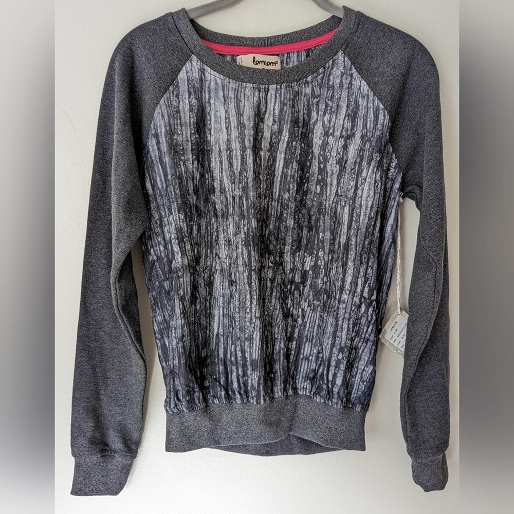 NWT Lemlem gray print mixed media sweatshirt XS